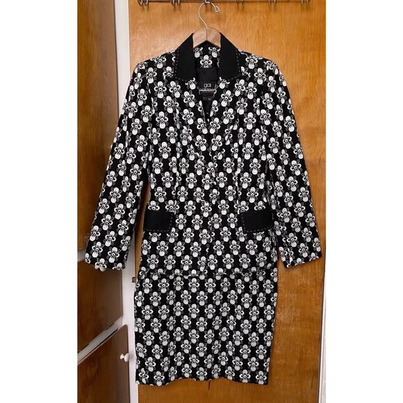 Gai Mattiolo Couture Black Embroidered Dress Blazer Suit Set Sz 44 Italy Runway - Picture 1 of 10